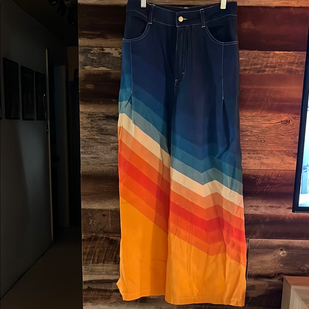 Colorful Chevron Super high waist Wide-Leg Pants